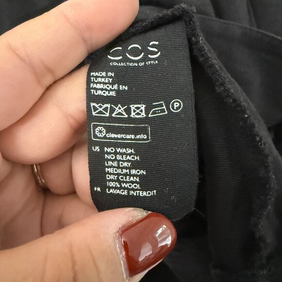 COS Black Wool Tiered Flared Sleeve Blouse Top Womens Size 12 - Picture 2 of 6